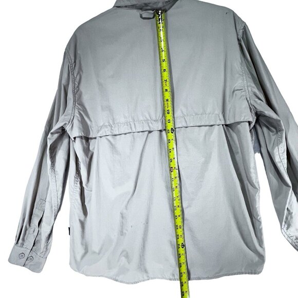 White Sierra Outdoor Shirt Beige Medium Fishing Hiking Vented Rolled Sleeves - Picture 14 of 16